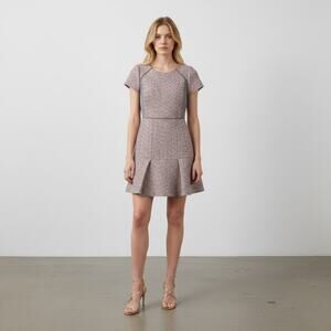 J. Crew Women's Grey Metallic Tweed Mixed Media Fit & Flare Dress Size 2 #E1568